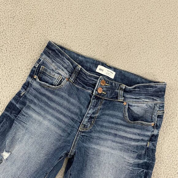 Buckle BKE Victoria Jeans Women 29 Dark Wash Mid Rise Ankle Skinny Distressed - Picture 2 of 11